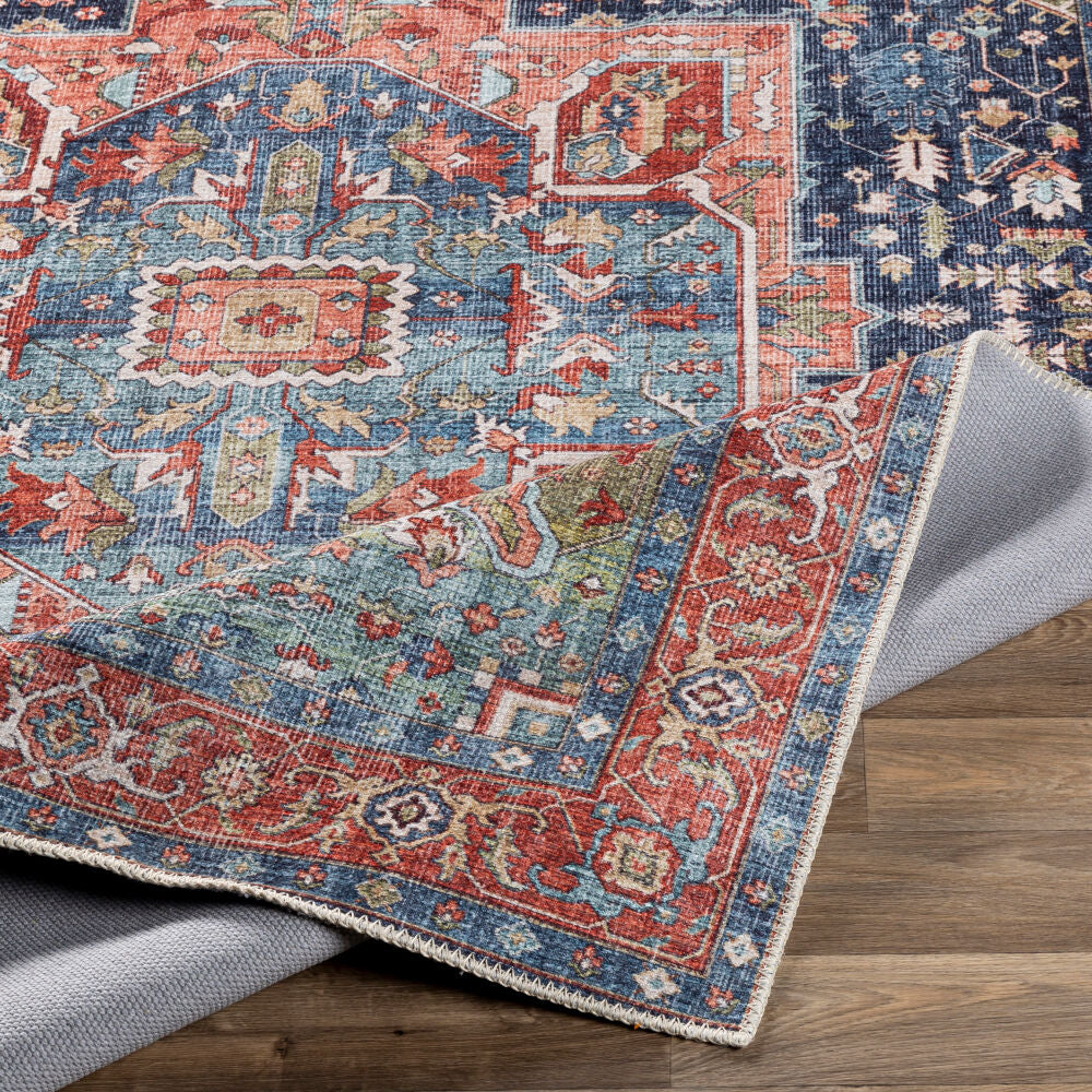 Amelie Machine Washable Rug — Navy / Peach | AML-2310 - construction