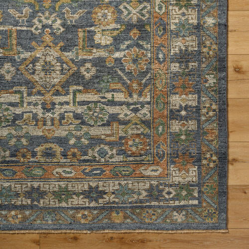 Reign Handmade Wool & Viscose Rug — Gray & Amber Medallion Pattern | REG-2324