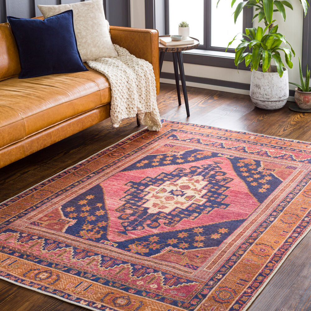 Amelie Machine Washable Rug — Rose / Burnt Orange | AML-2347 - colour & pattern