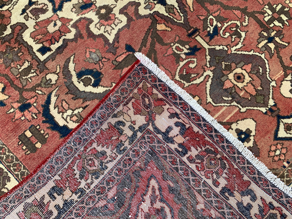 Handmade Persian Wool Area Rug 7x10 - Taupe Floral Medallion Persian Style Rug - Exact Size 9'8" x 6'11" - KBHM-1002