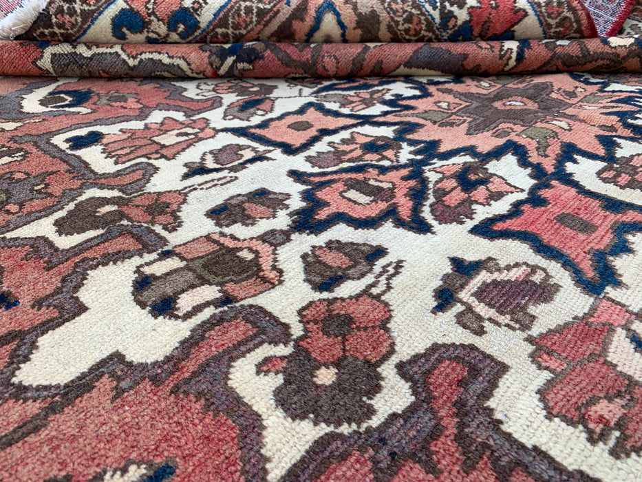 Handmade Persian Wool Area Rug 7x10 - Taupe Floral Medallion Persian Style Rug - Exact Size 9'8" x 6'11" - KBHM-1002
