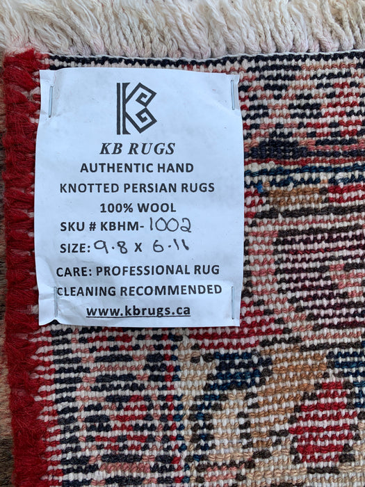 Handmade Persian Wool Area Rug 7x10 - Taupe Floral Medallion Persian Style Rug - Exact Size 9'8" x 6'11" - KBHM-1002