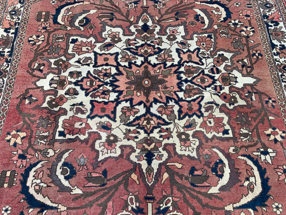 Handmade Persian Wool Area Rug 7x10 - Taupe Floral Medallion Persian Style Rug - Exact Size 9'8" x 6'11" - KBHM-1002