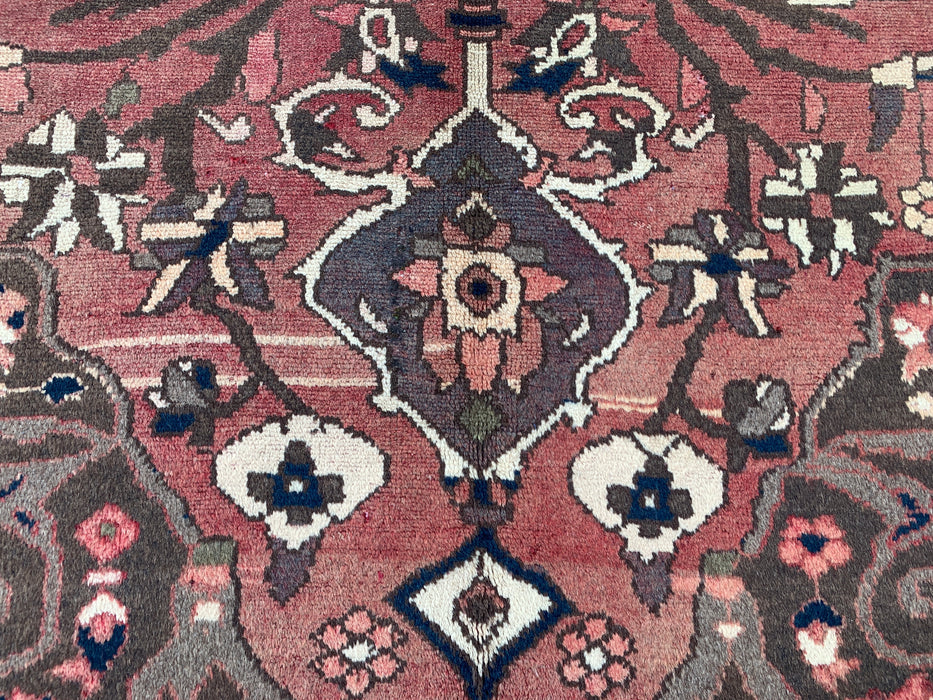 Handmade Persian Wool Area Rug 7x10 - Taupe Floral Medallion Persian Style Rug - Exact Size 9'8" x 6'11" - KBHM-1002