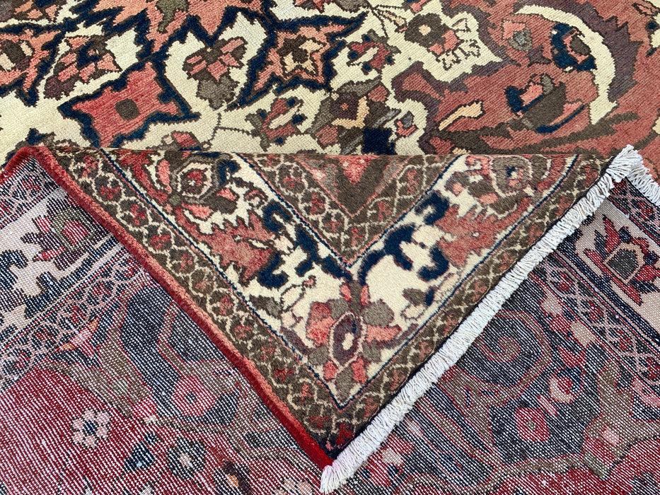 Handmade Persian Wool Area Rug 7x10 - Taupe Floral Medallion Persian Style Rug - Exact Size 9'8" x 6'11" - KBHM-1002