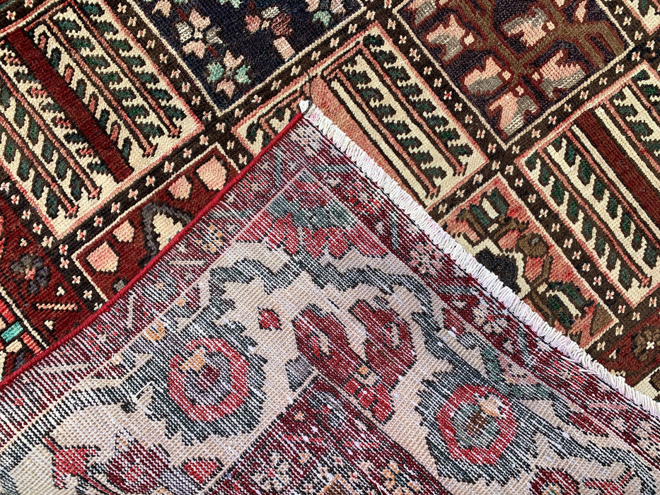 Handmade Persian Wool Area Rug 7x10 - Multicolor Geometric Patchwork Persian Style Rug - Exact Size 9'5" x 6'7" - KBHM-1006