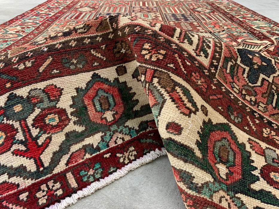 Handmade Persian Wool Area Rug 7x10 - Multicolor Geometric Patchwork Persian Style Rug - Exact Size 9'5" x 6'7" - KBHM-1006
