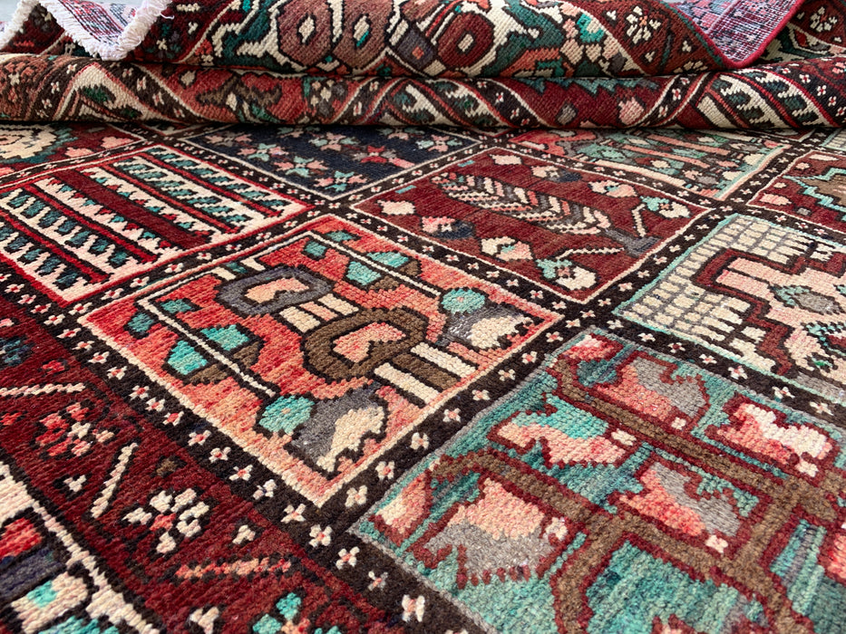 Handmade Persian Wool Area Rug 7x10 - Multicolor Geometric Patchwork Persian Style Rug - Exact Size 9'5" x 6'7" - KBHM-1006