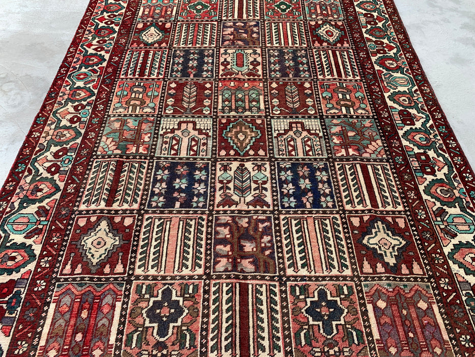 Handmade Persian Wool Area Rug 7x10 - Multicolor Geometric Patchwork Persian Style Rug - Exact Size 9'5" x 6'7" - KBHM-1006