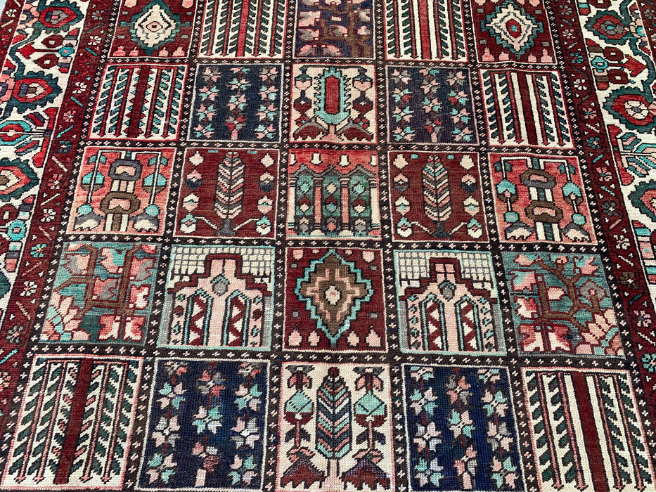 Handmade Persian Wool Area Rug 7x10 - Multicolor Geometric Patchwork Persian Style Rug - Exact Size 9'5" x 6'7" - KBHM-1006