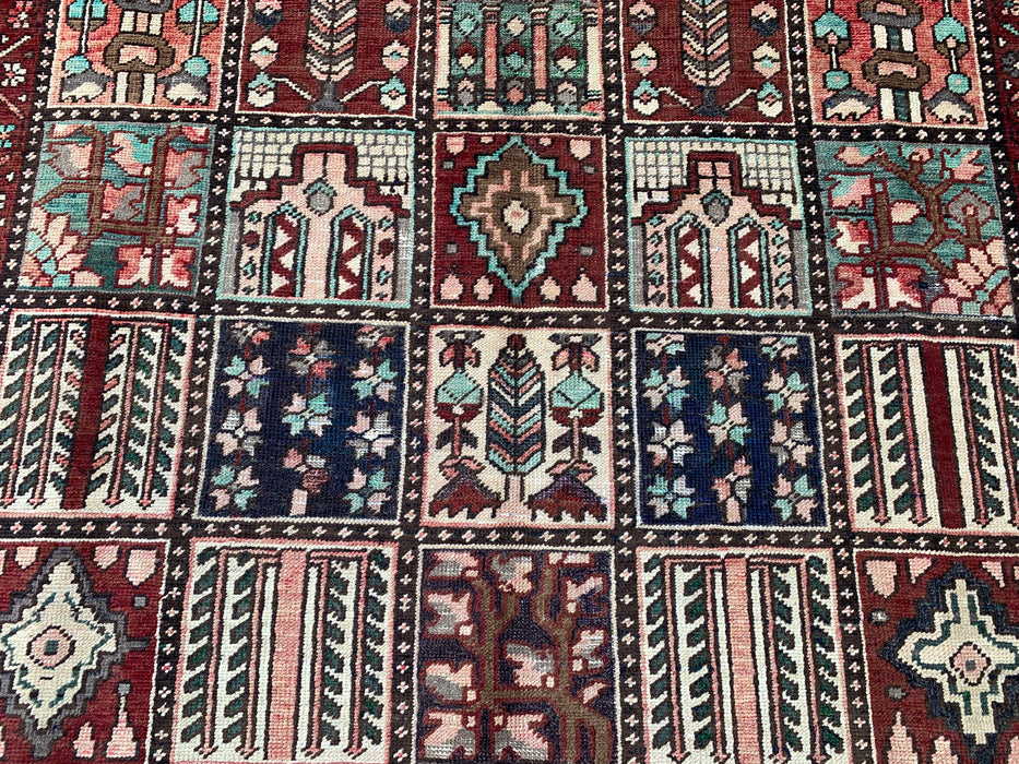 Handmade Persian Wool Area Rug 7x10 - Multicolor Geometric Patchwork Persian Style Rug - Exact Size 9'5" x 6'7" - KBHM-1006