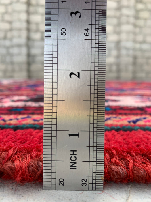 Handmade Persian Wool Area Rug 7x10 - Red Floral Medallion Persian Style Rug - Exact Size 9'7" x 6'9" - KBHM-1019