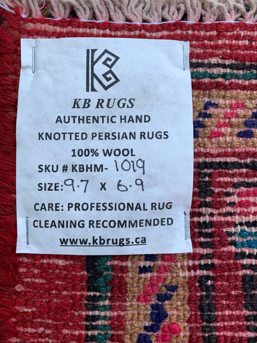 Handmade Persian Wool Area Rug 7x10 - Red Floral Medallion Persian Style Rug - Exact Size 9'7" x 6'9" - KBHM-1019