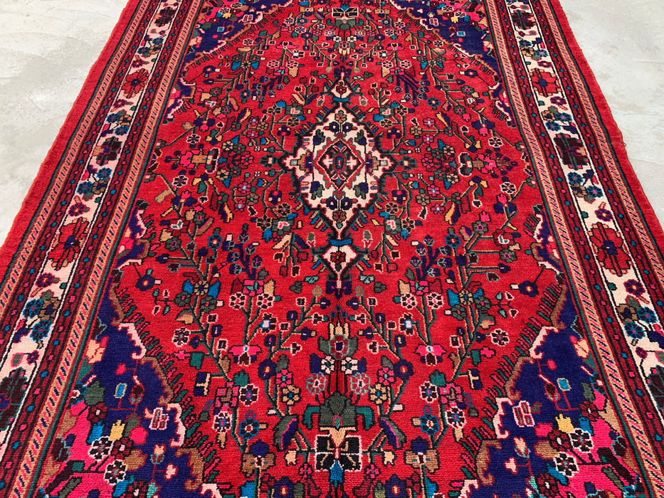 Handmade Persian Wool Area Rug 7x10 - Red Floral Medallion Persian Style Rug - Exact Size 9'7" x 6'9" - KBHM-1019