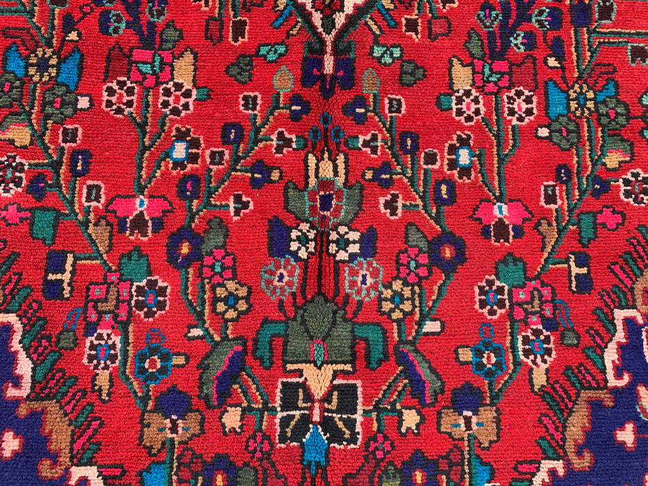 Handmade Persian Wool Area Rug 7x10 - Red Floral Medallion Persian Style Rug - Exact Size 9'7" x 6'9" - KBHM-1019