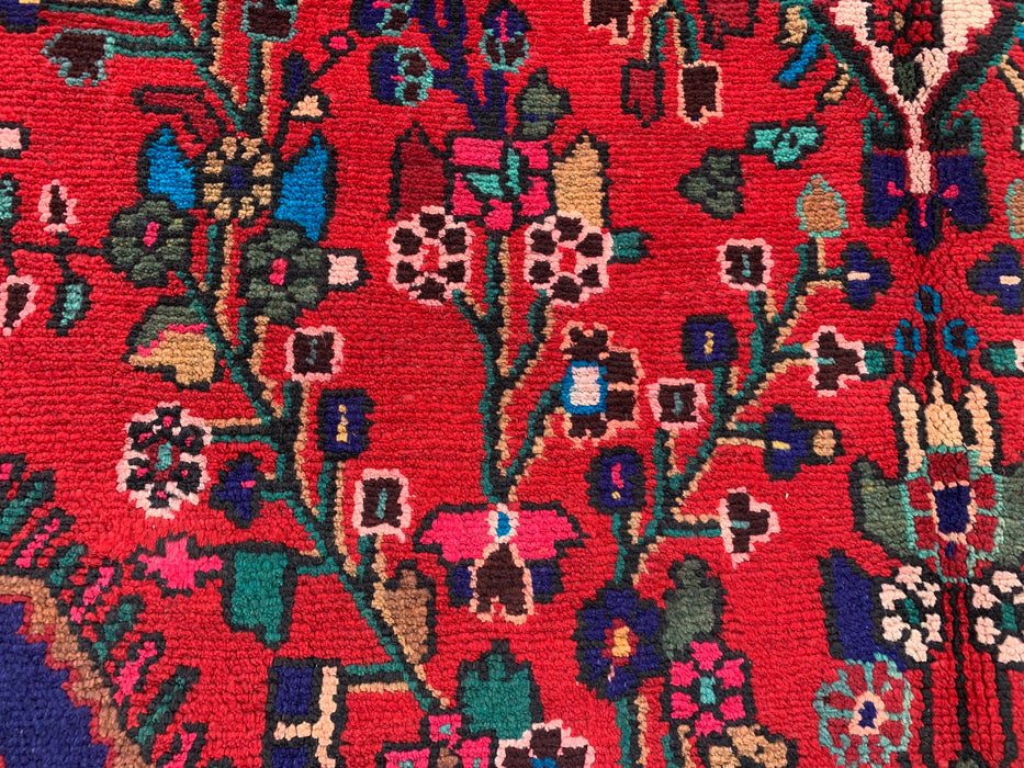 Handmade Persian Wool Area Rug 7x10 - Red Floral Medallion Persian Style Rug - Exact Size 9'7" x 6'9" - KBHM-1019
