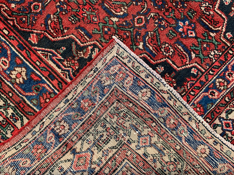 Handmade Persian Wool Area Rug 7x10 - Red, Blue & Ivory Traditional Geometric Medallion Persian Style Rug - Exact Size 9'10" x 6'11" - KBHM-1029