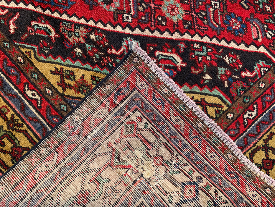 Handmade Persian Wool Area Rug 7x10 - Red, Navy & Gold Traditional Geometric Medallion Persian Style Rug - Exact Size 9'10" x 6'9" - KBHM-1030