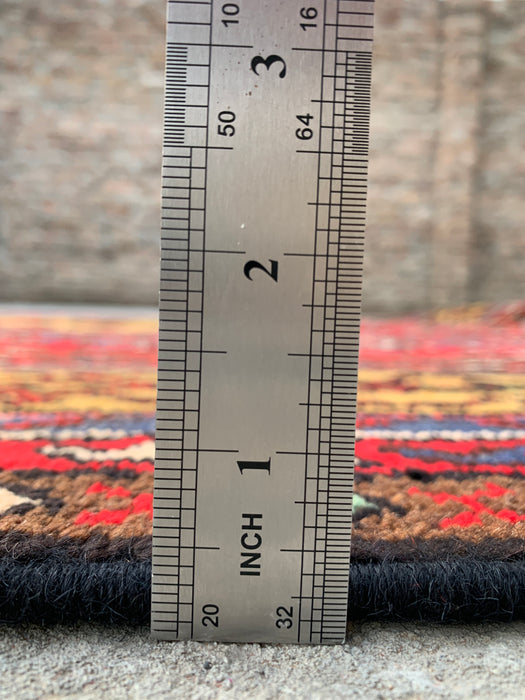 Handmade Persian Wool Area Rug 7x10 - Red, Navy & Gold Traditional Geometric Medallion Persian Style Rug - Exact Size 9'10" x 6'9" - KBHM-1030