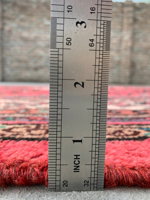 Handmade Persian Wool Area Rug 7x10 - Red, Ivory & Charcoal Traditional Geometric Medallion Persian Style Rug - Exact Size 9'9" x 7'0" - KBHM-1033
