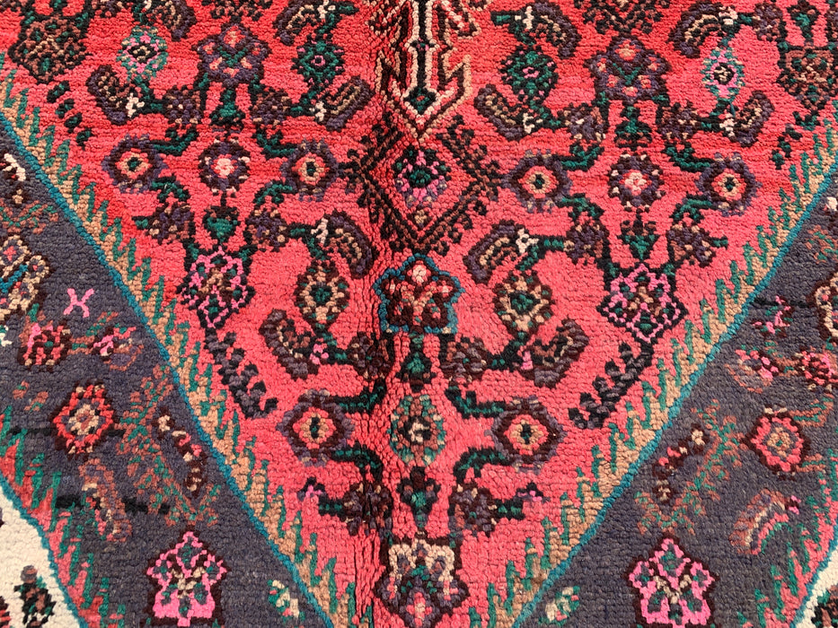 Handmade Persian Wool Area Rug 7x10 - Red, Ivory & Charcoal Traditional Geometric Medallion Persian Style Rug - Exact Size 9'9" x 7'0" - KBHM-1033