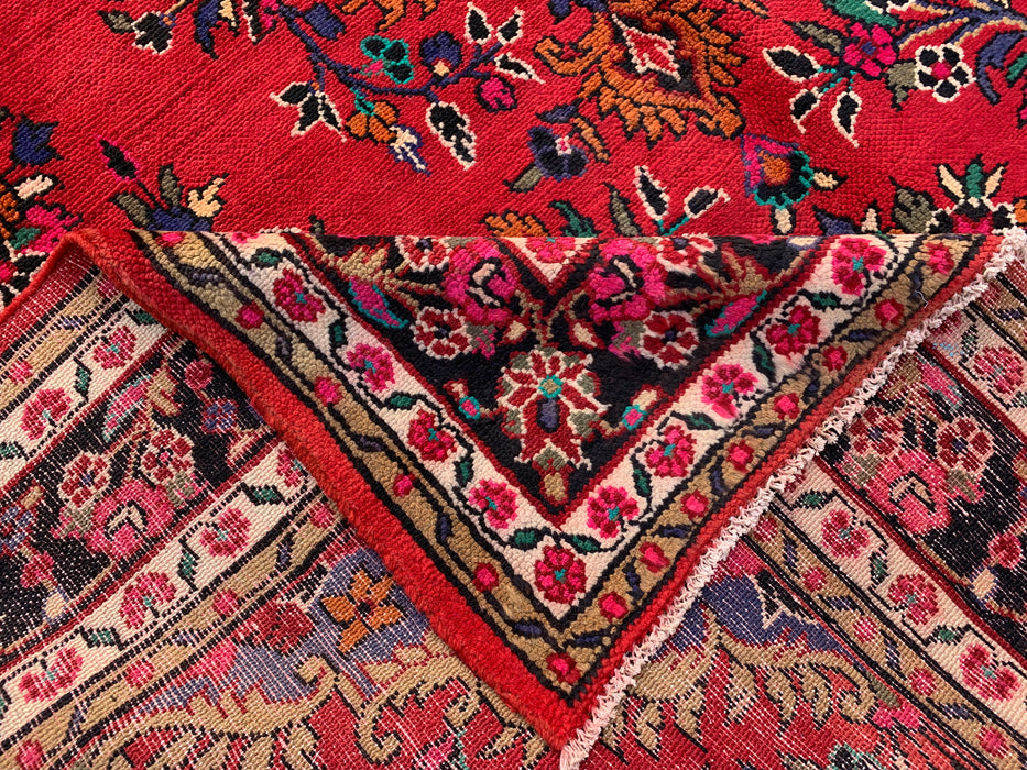 Handmade Persian Wool Area Rug 7x10 - Red, Blue & Ivory Traditional Medallion Persian Style Rug - Exact Size 10'4" x 6'11" - KBHM-1040