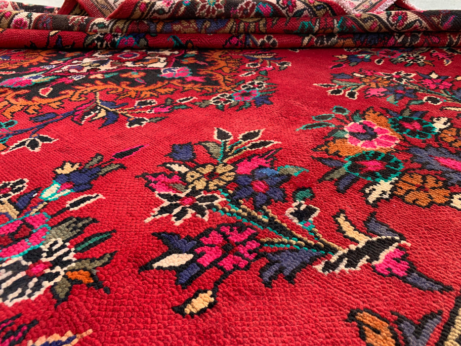 Handmade Persian Wool Area Rug 7x10 - Red, Blue & Ivory Traditional Medallion Persian Style Rug - Exact Size 10'4" x 6'11" - KBHM-1040