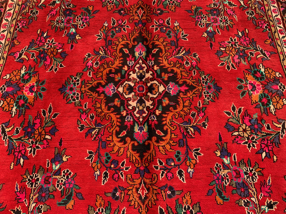 Handmade Persian Wool Area Rug 7x10 - Red, Blue & Ivory Traditional Medallion Persian Style Rug - Exact Size 10'4" x 6'11" - KBHM-1040