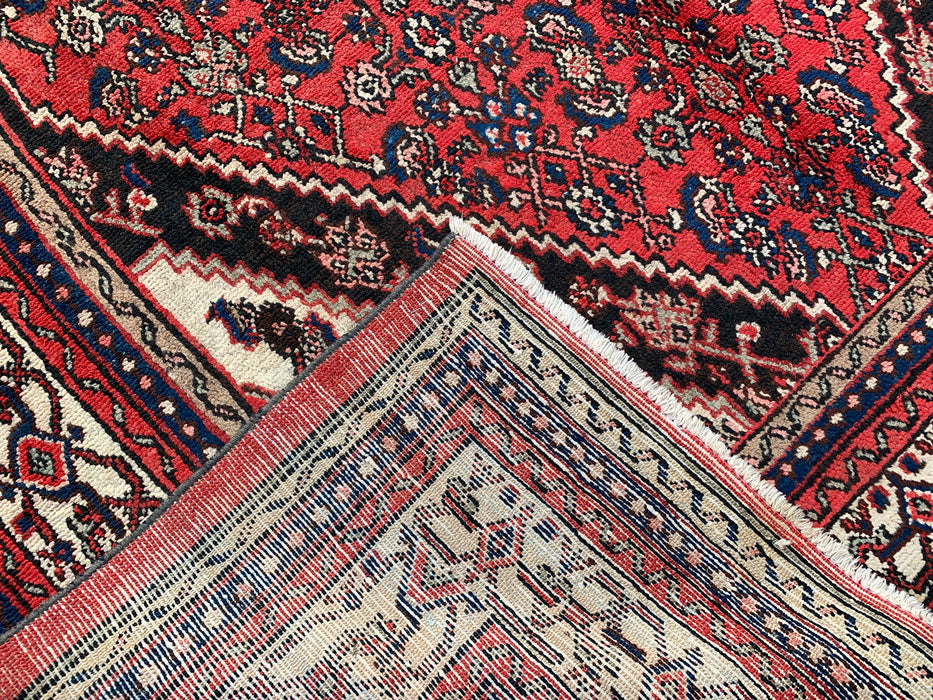 Handmade Persian Wool Area Rug 7x10 - Red, Ivory & Navy Traditional Geometric Medallion Persian Style Rug - Exact Size 10'4" x 6'11" - KBHM-1043