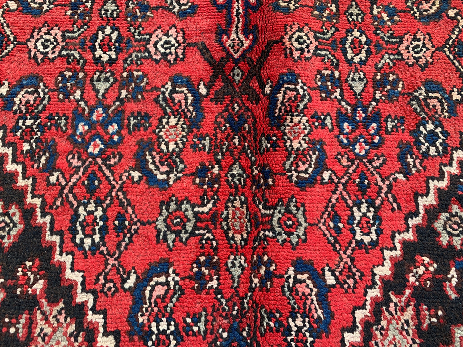 Handmade Persian Wool Area Rug 7x10 - Red, Ivory & Navy Traditional Geometric Medallion Persian Style Rug - Exact Size 10'4" x 6'11" - KBHM-1043