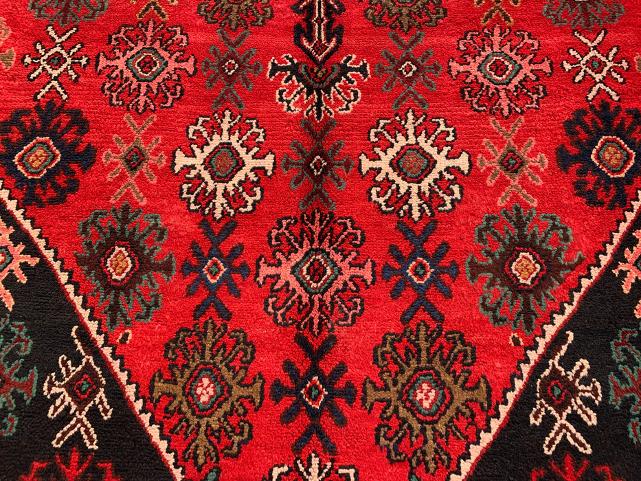 Handmade Persian Wool Area Rug 7x10 - Red, Ivory & Navy Traditional Geometric Medallion Persian Style Rug - Exact Size 10'3" x 7'4" - KBHM-1044