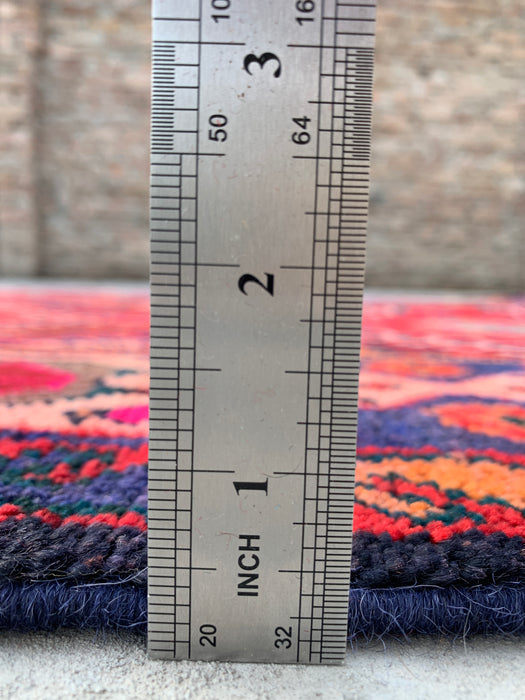 Handmade Persian Wool Area Rug 7x10 - Red, Navy & Ivory Tribal Geometric Diamond Persian Style Rug - Exact Size 9'11" x 5'6" - KBHM-1048