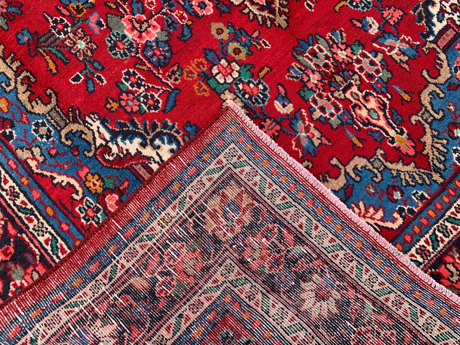 Handmade Persian Wool Area Rug 7x10 - Red, Blue & Ivory Traditional Medallion Persian Style Rug - Exact Size 9'9" x 7'0" - KBHM-1086