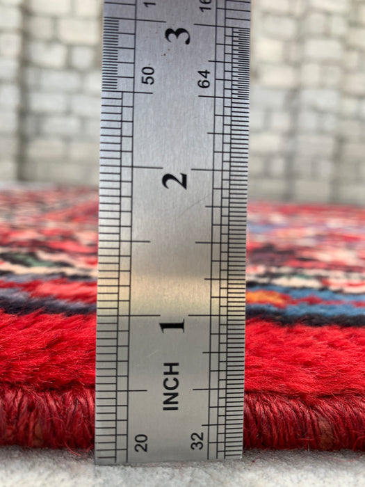 Handmade Persian Wool Area Rug 7x10 - Red, Blue & Ivory Traditional Medallion Persian Style Rug - Exact Size 9'9" x 7'0" - KBHM-1086