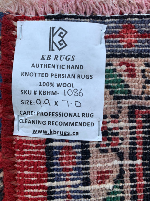Handmade Persian Wool Area Rug 7x10 - Red, Blue & Ivory Traditional Medallion Persian Style Rug - Exact Size 9'9" x 7'0" - KBHM-1086