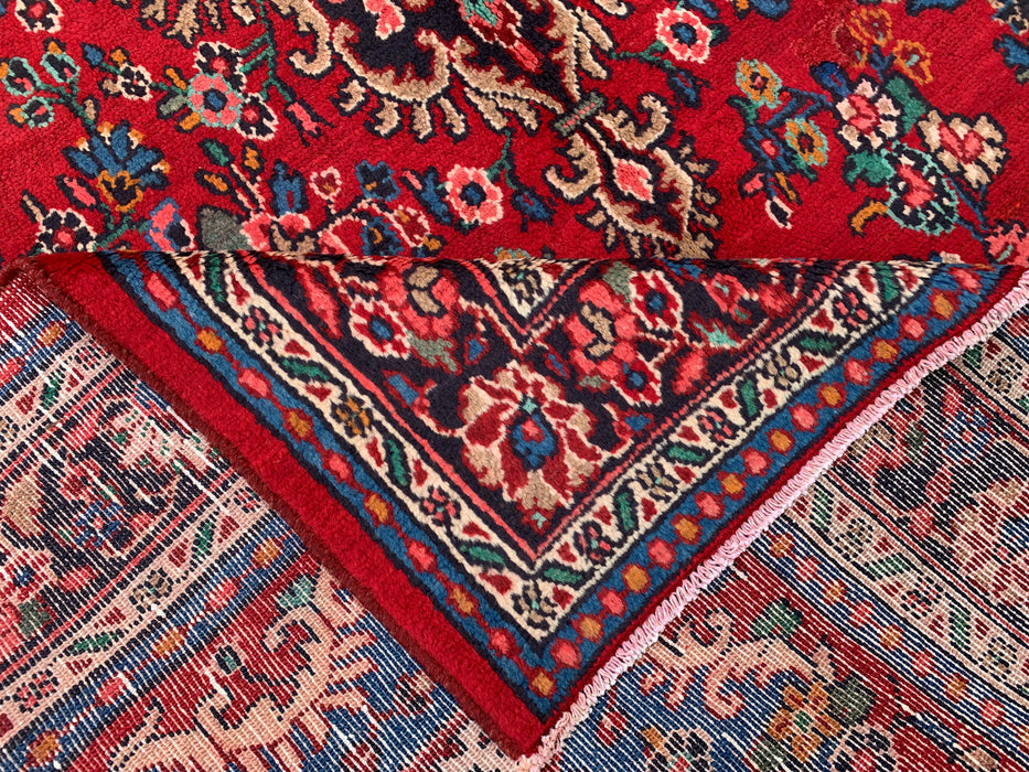 Handmade Persian Wool Area Rug 7x10 - Red, Blue & Ivory Traditional Medallion Persian Style Rug - Exact Size 9'9" x 7'0" - KBHM-1086