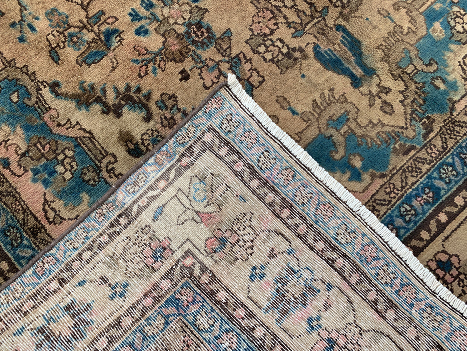 Handmade Persian Wool Area Rug 7x10 - Ivory & Blue Traditional Floral Medallion Persian Style Rug - Exact Size 10'2" x 6'6" - KBHM-1088