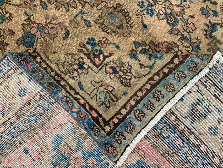 Handmade Persian Wool Area Rug 7x10 - Ivory & Blue Traditional Floral Medallion Persian Style Rug - Exact Size 10'2" x 6'6" - KBHM-1088