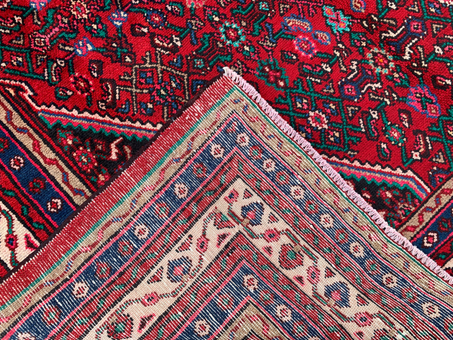 Handmade Persian Wool Area Rug 7x10 - Red, Blue & Ivory Traditional Persian Style Rug - Exact Size 10'0" x 7'0" - KBHM-1091