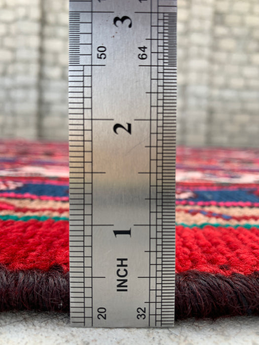 Handmade Persian Wool Area Rug 7x10 - Red, Blue & Ivory Traditional Persian Style Rug - Exact Size 10'0" x 7'0" - KBHM-1091