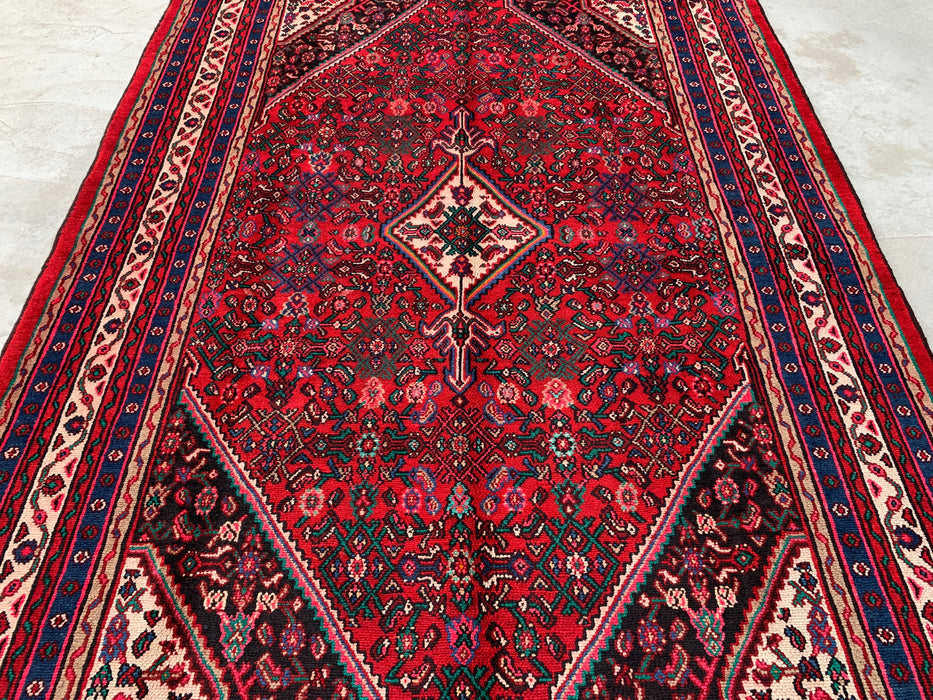 Handmade Persian Wool Area Rug 7x10 - Red, Blue & Ivory Traditional Persian Style Rug - Exact Size 10'0" x 7'0" - KBHM-1091
