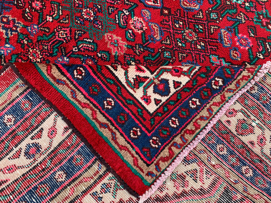 Handmade Persian Wool Area Rug 7x10 - Red, Blue & Ivory Traditional Persian Style Rug - Exact Size 10'0" x 7'0" - KBHM-1091