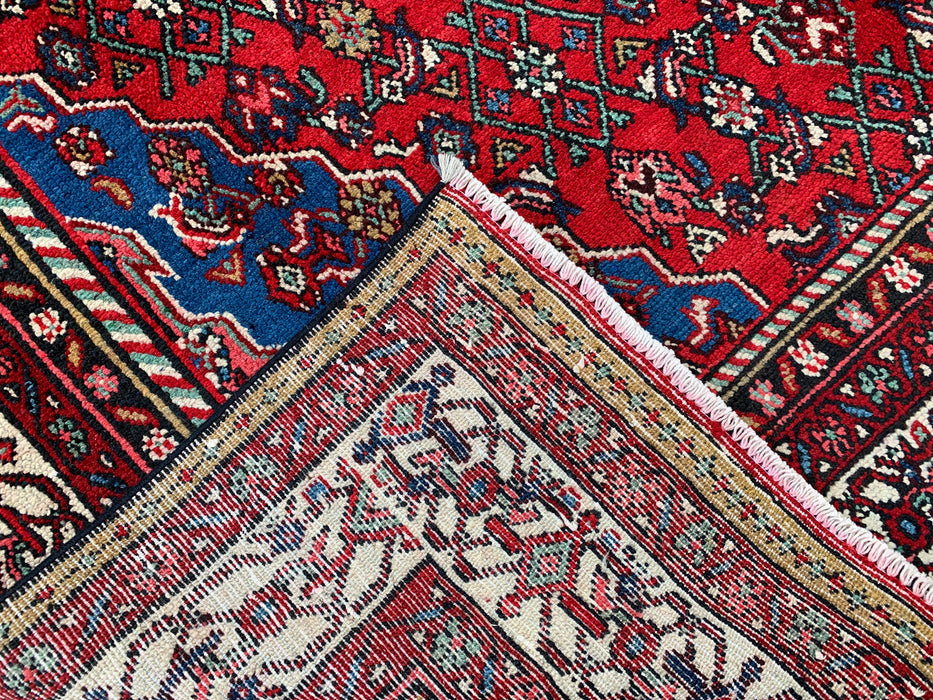 Handmade Persian Wool Area Rug 7x10 - Red, Blue & Ivory Traditional Medallion Persian Style Rug - Exact Size 10'0" x 6'11" - KBHM-1093