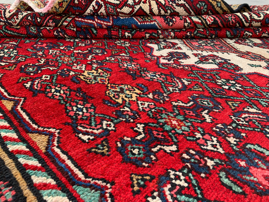 Handmade Persian Wool Area Rug 7x10 - Red, Blue & Ivory Traditional Medallion Persian Style Rug - Exact Size 10'0" x 6'11" - KBHM-1093