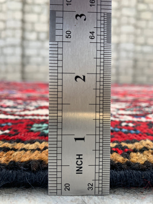 Handmade Persian Wool Area Rug 7x10 - Red, Blue & Ivory Traditional Medallion Persian Style Rug - Exact Size 10'0" x 6'11" - KBHM-1093