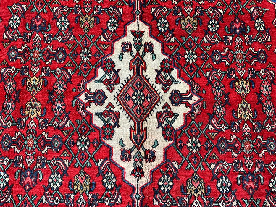 Handmade Persian Wool Area Rug 7x10 - Red, Blue & Ivory Traditional Medallion Persian Style Rug - Exact Size 10'0" x 6'11" - KBHM-1093