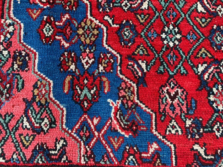 Handmade Persian Wool Area Rug 7x10 - Red, Blue & Ivory Traditional Medallion Persian Style Rug - Exact Size 10'0" x 6'11" - KBHM-1093