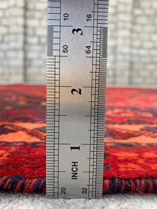 Handmade Persian Wool Area Rug 7x10 - Red, Navy & Rust Tribal Medallion Persian Style Rug - Exact Size 9'9" x 6'6" - KBHM-1095