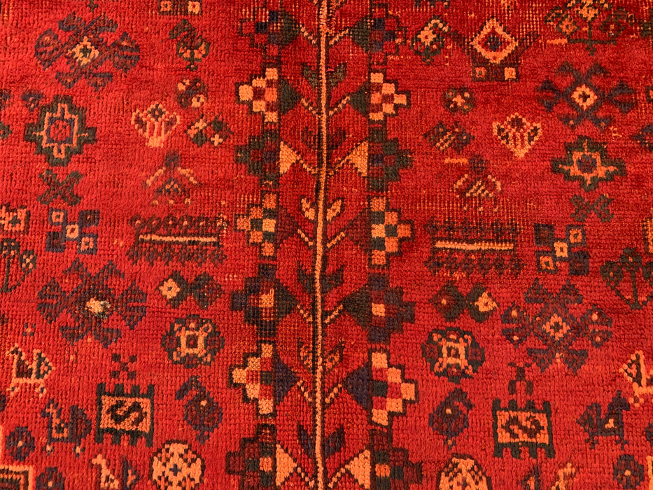 Handmade Persian Wool Area Rug 7x10 - Red, Navy & Rust Tribal Medallion Persian Style Rug - Exact Size 9'9" x 6'6" - KBHM-1095
