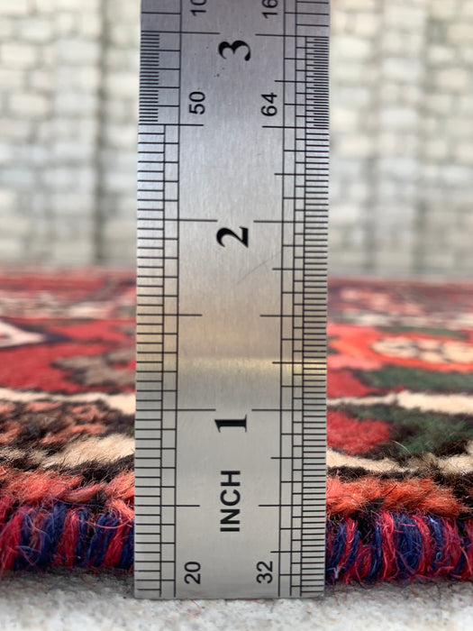 Handmade Persian Wool Area Rug 7x10 - Red, Ivory & Brown Panel Persian Style Rug - Exact Size 10'5" x 6'8" - KBHM-1101